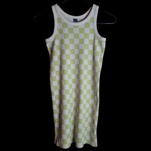 OLD NAVY Green and White Checkered Girls Dress SIZE L 10-12